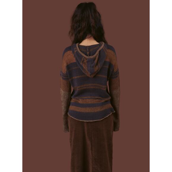 UNIF Birch Striped Knit Sweater - S - Brown Multi - Picture 4 of 8